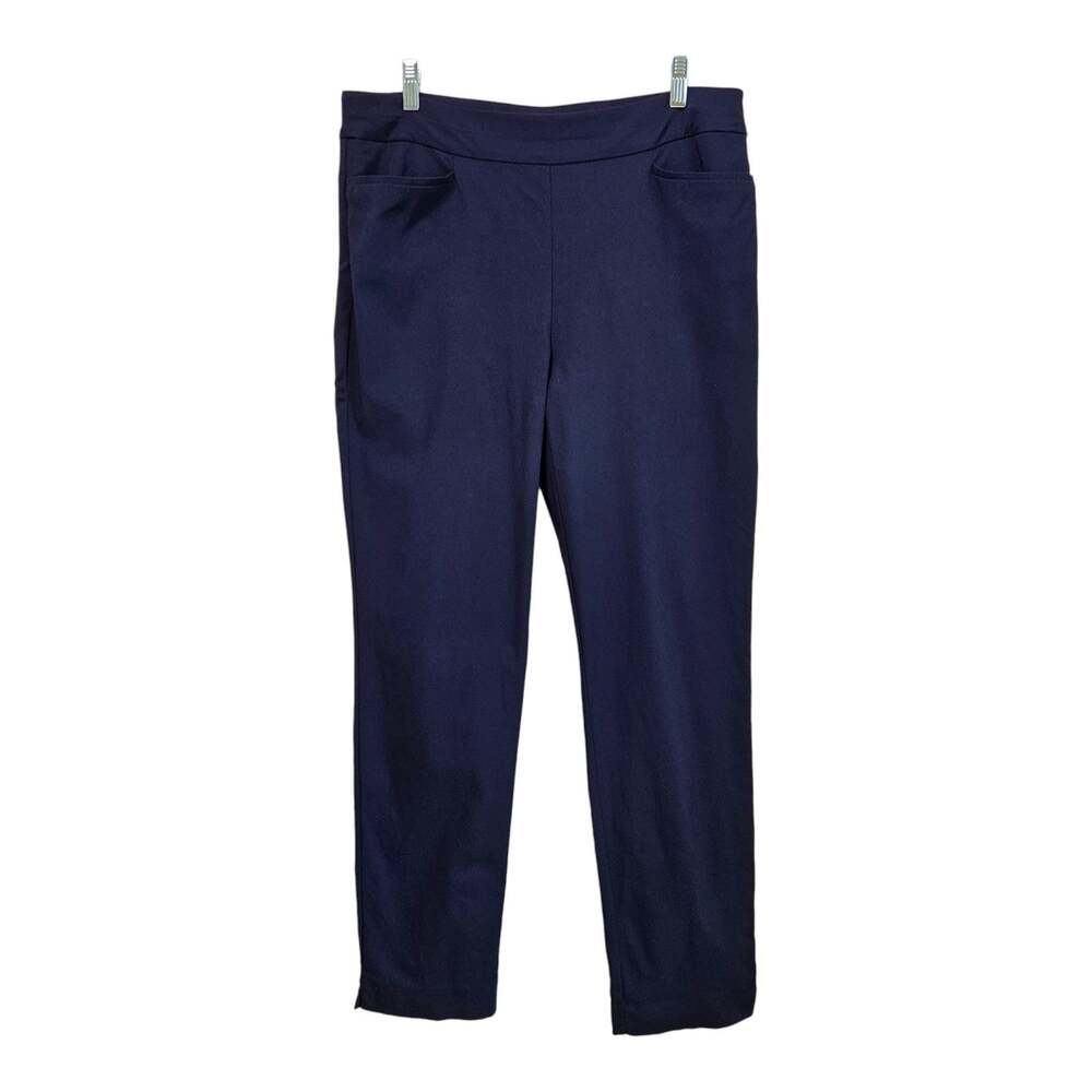 CHICO'S 2T Women's Tall 12 12T Pants Navy Elastic Waist Career Office 33 x 29